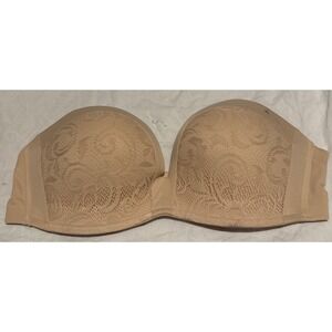 Delimira Full Figure Lace Detail Lightly Lined Underwire‎ Strapless Bra, 40B